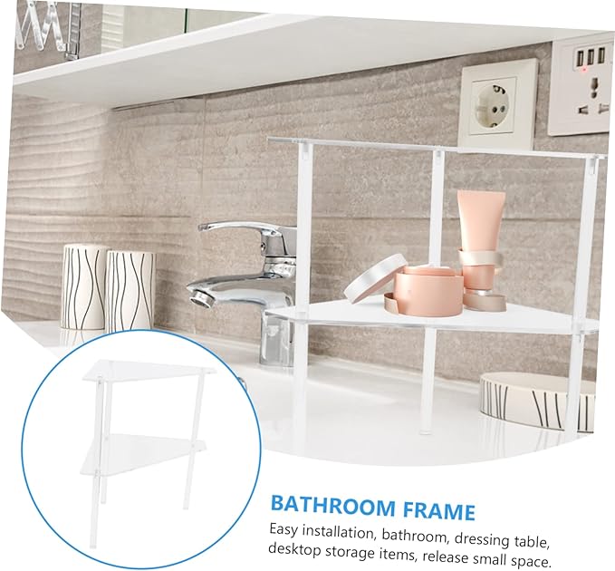 Holibanna 1set Bathroom Corner Storage Rack Organizer for Toiletries Easy to Install Space-Saving Shelf for Bathroom Kitchen