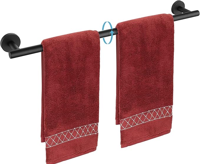 TURS Bath Towel Bar 23.6 Inch Towel Rack Stainless Steel Round Towel Holder Matte Black Wall Mounted