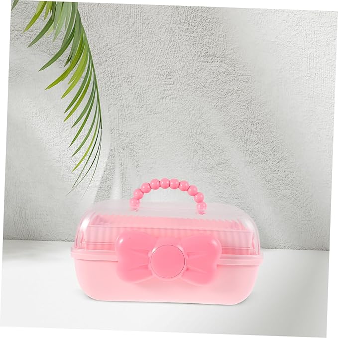 Versatile Hair Accessories Organizer Box for Girls Cute Three-layer Storage Container with Bow Decoration for Hair Clips Bows and Jewelry Home and Travel