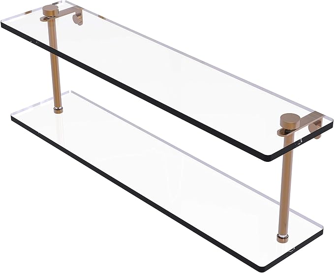 Allied Brass NS-2/22 22 Inch Two Tiered Glass Shelf, Brushed Bronze