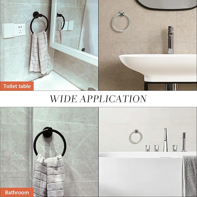 Brushed Nickel Hand Towel Ring - Simple Round Towel Hanger for Bathroom Wall Mounted, Stainless Steel SUS 304