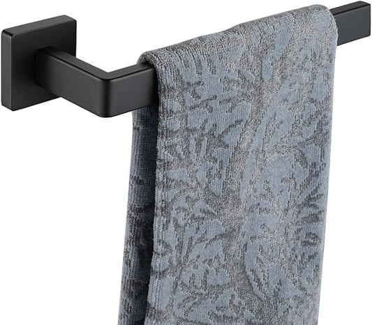 JQK Hand Towel Holder Towel Ring Gold, Thicken 0.8mm 304 Stainless Steel Bathroom Hand Towel Bar, 9 Inch Wall Mount Towel Rack Hanger, Matte Black, THH250L9-PB