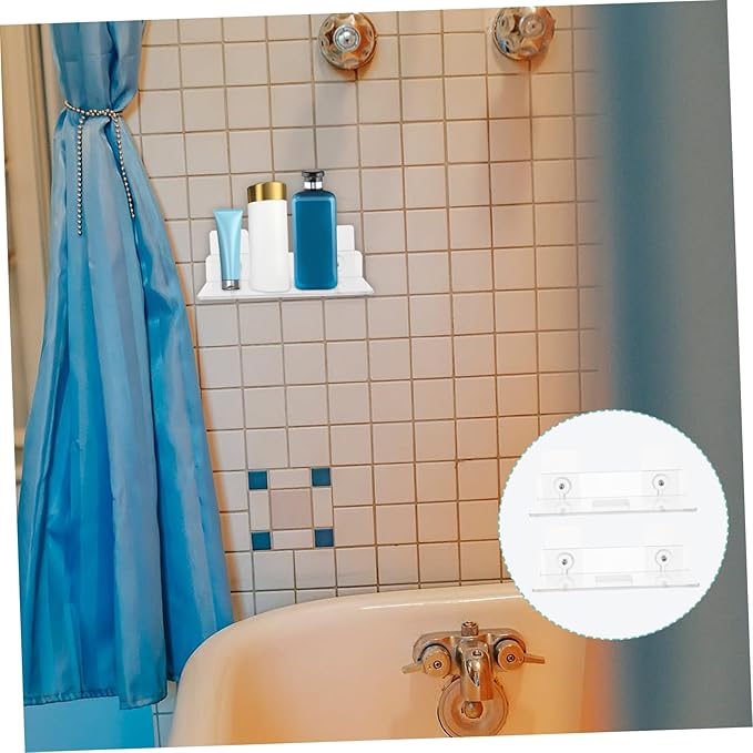 Hanging Holder Wall Storage Holder Wall-Mounted Rack Minimalist Modern Style 2 Pcs Bathroom Shelf