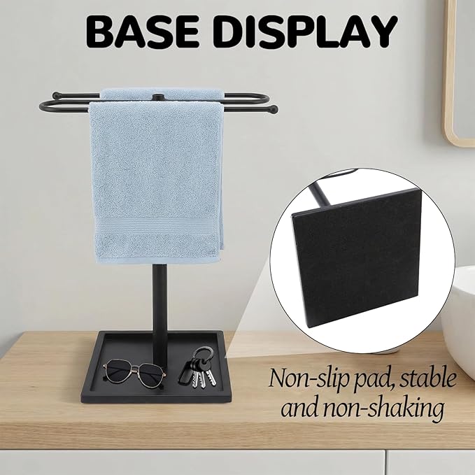 Adjustable Height Towel Holder Stand, S-Shape Hand Towel Holder for Bathroom, Countertop Hand Towel Stand with Bottom Storage, Bathroom Hand Towel Stand with Highly Stable