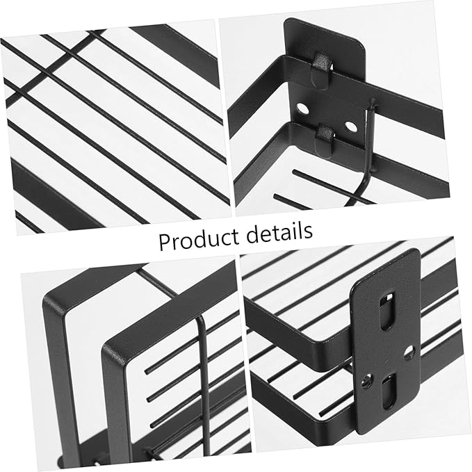 Mobestech Wall Mounted Bathroom Storage Rack Adhesive Iron Art Shelf for Bathroom Kitchen and Bedroom No Drill Organizer for Makeup Toiletries and Seasoning Modern Design