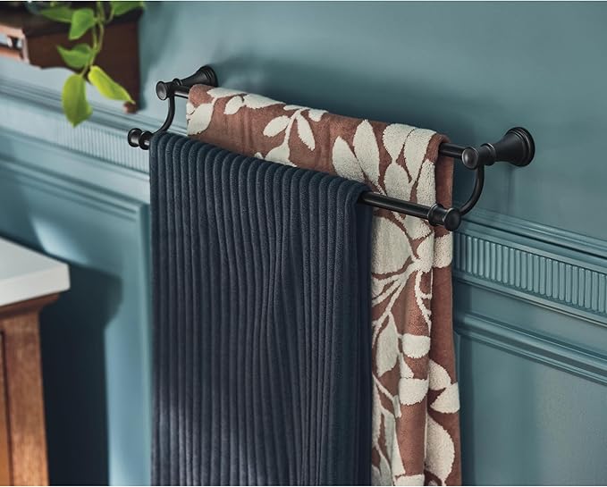 Moen YB6422ORB Belfield 24 inch Bathroom Double -Towel Bar, Oil Rubbed Bronze
