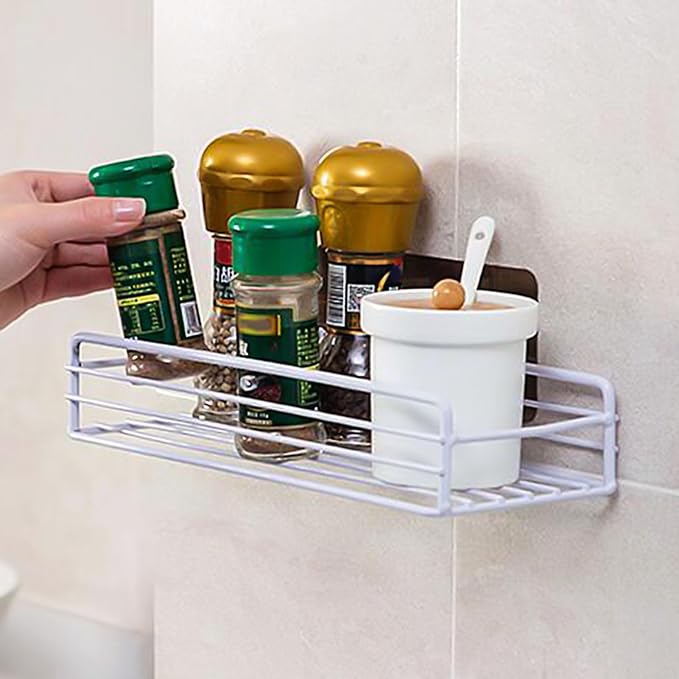 Rust-Proof Bathroom Storage Boxes Flexible Rack with Removable Shelf 2pcs Wall Mounted Floating Shelves for Bedroom Kitchen Easy to Clean Black Metal White