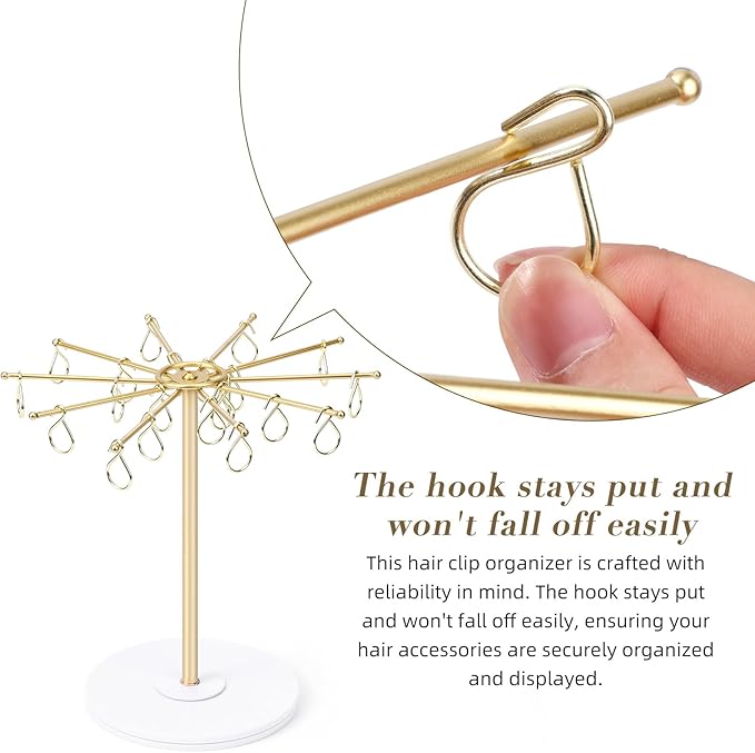 SNOWSTAR Claw Clip Organizer Holder,Vertical 360-Degree Rotating Hair Clip Holder and Storage,Hair Clip Organizer Display Stand for Women and Girls