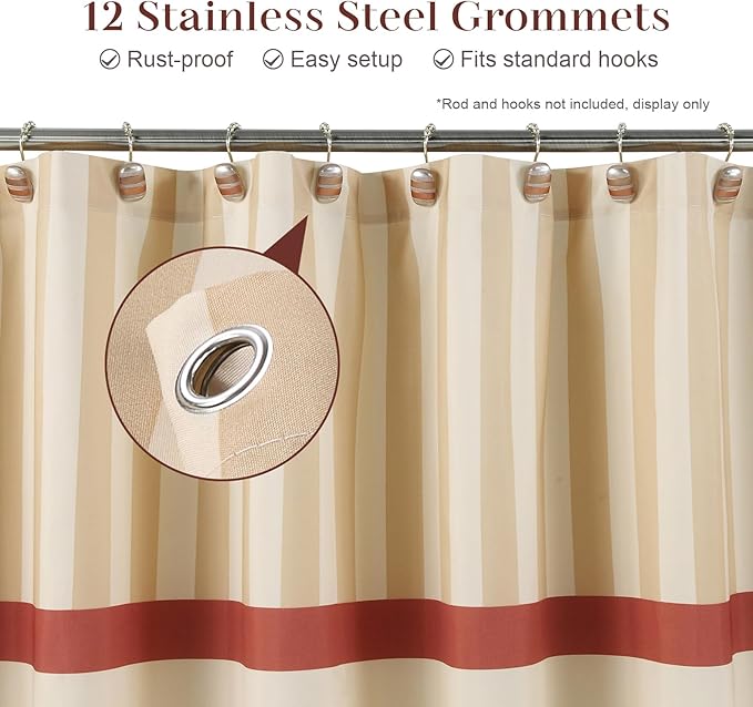Floral Fabric Shower Curtains for Bathroom, Cream Beige Gray Flower Shower Curtain, Waterproof Washable Decorative Bathroom Curtains, 72" W x 72" H