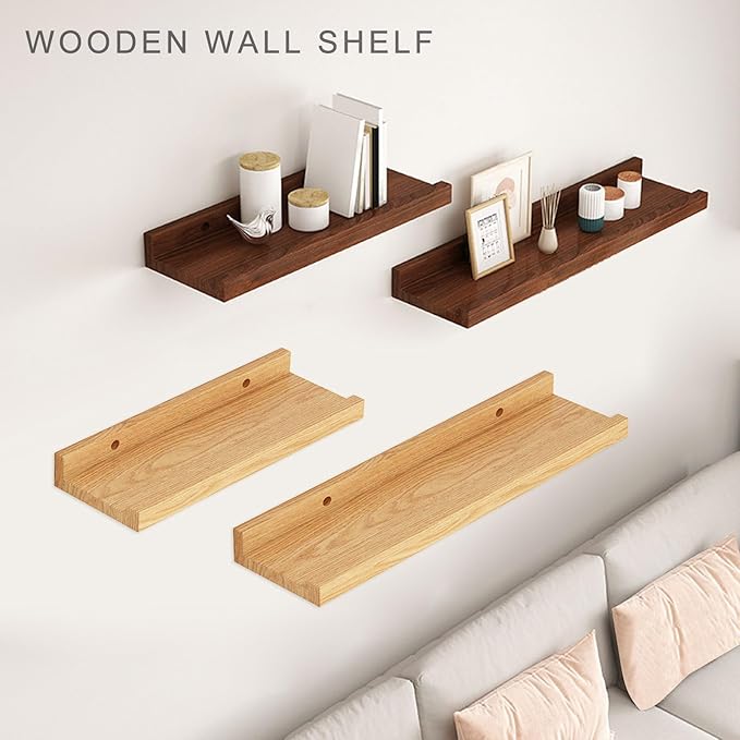 Wood Wall Mounted Shelf Bathroom Cosmetic Storage Stand Rack for Displaying Books and Decorative Items Office Decoration Shelf
