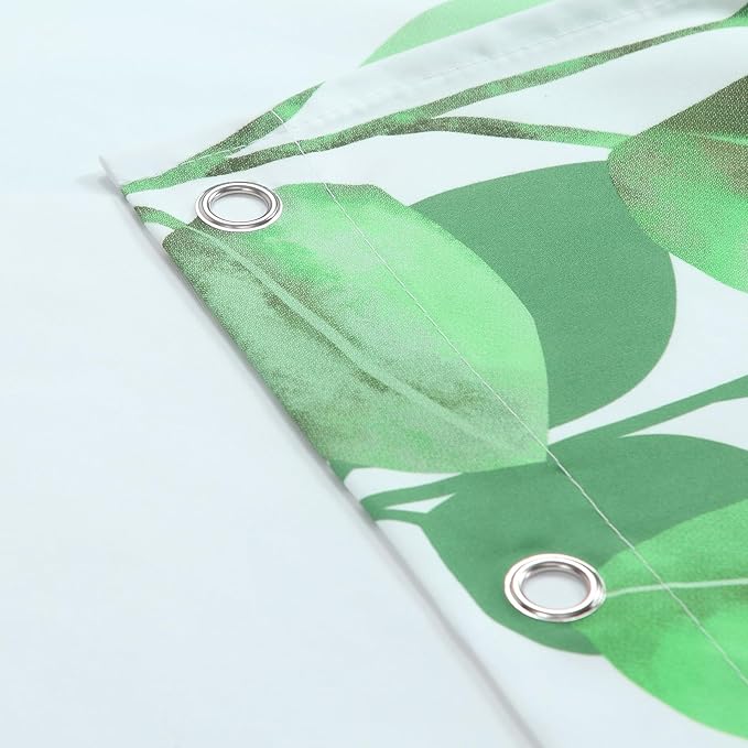 Fabric Shower Curtain 78 Inches Long, Green Watercolor Eucalyptus Leaves Shower Curtain for Bathroom, 72" W x 78" H