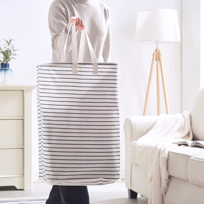 70L Freestanding Laundry Hamper, Collapsible Waterproof Clothes Basket with Easy Carry Long Handle, Washing Bag for Clothes, Toys (2 Pack, Grey)