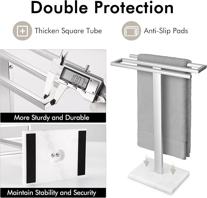 KES Hand Towel Rack Stand, Countertop Towel Rack Free Standing S-Shape Hand Towel Holder with Marble Base for Bathroom SUS304 Stainless Steel Polished Finished, BTH223