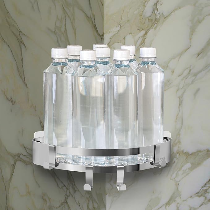 4Pcs Shower Caddy Adhesive Replacement, Stickers with Screws Stainless Steel for Caddies, Adhesive Hooks with Strong Sticky, Seamless Screws for Shower Rack Basket Heavy Duty