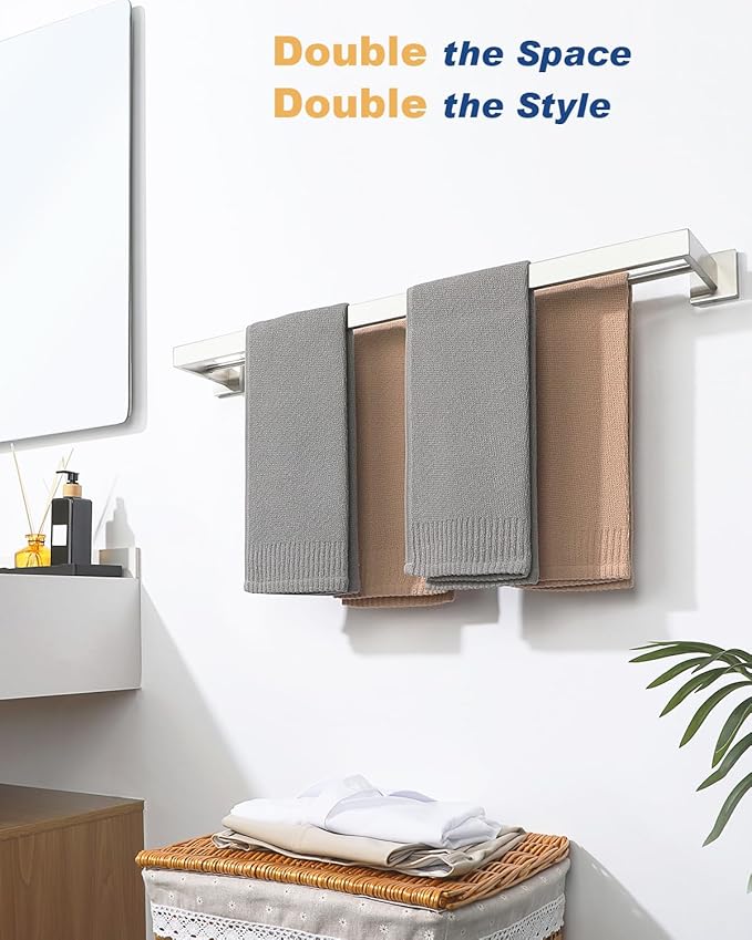 Alise Double Towel Bar, 32" SUS304 Stainless Steel Towel Racks for Bathroom, Long Bathroom Towel Rack Wall Mounted, Heavy Duty Towel Holder, Brushed Nickel