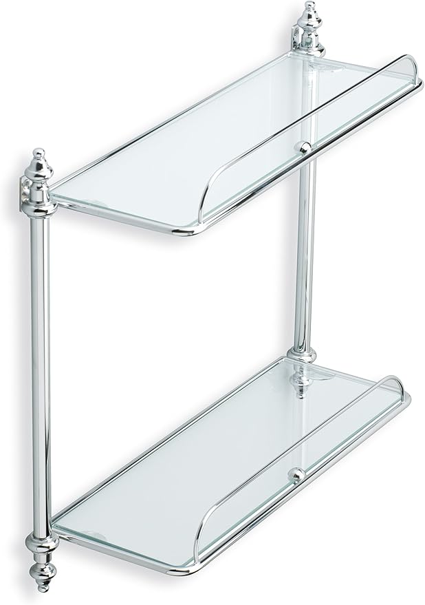 Nameeks EL694-08 Mounted Double Glass Bathroom Shelf, Chrome