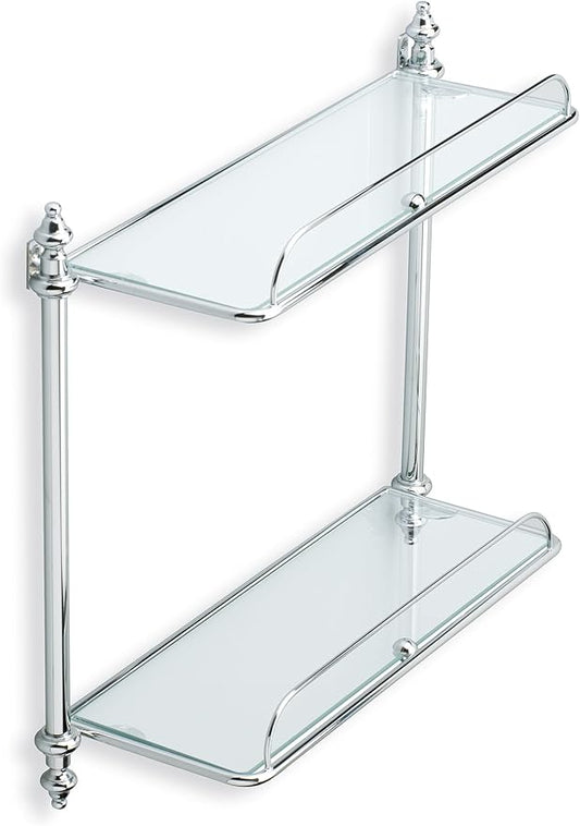 Nameeks EL694-08 Mounted Double Glass Bathroom Shelf, Chrome