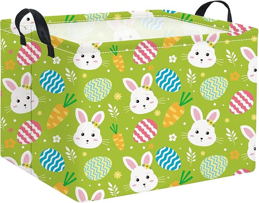 Rectangular Easter Bunny Storage Basket for Kids & Baby - Cute Toy Storage Bin and Organizer - Room Decor