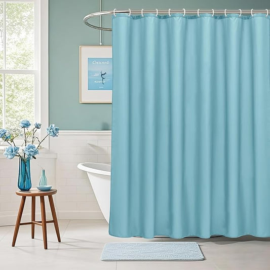 AooHome Extra Long Shower Curtain 72x78 Inch, Fabric Shower Curtain Liner for Hotel with Hooks, Weigthed Hem, Water Repellent, Blue