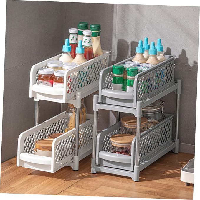 COLLBATH Convenient Dual Seasoning Rack for Kitchen Professional Bathroom Shelf Stable Design for Easy Organization and Storage for Makeup and Kitchen Supplies