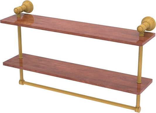 Allied Brass CL-2-22-IRW-SGL Carolina Collection 22 Inch Two Tiered Wood Shelf, Spanish Gold