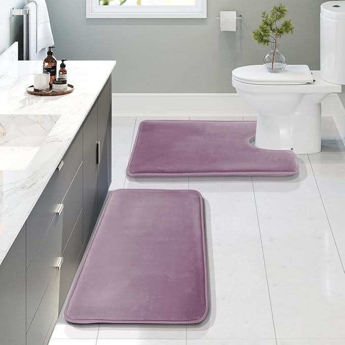 Clara Clark Bathroom Rugs, Velvet Memory Foam Bath Mat, Non-Slip Bath Rugs, Machine Wash, Dries Quickly, Ultra Soft Plush Bath Mats for Bathroom,