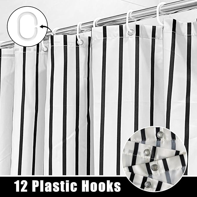 Boho Mid Century Shower Curtain Set, Modern Minimalist Arch Lines Sun Abstract Aesthetics Bathroom Decor, Waterproof Fabric White Bohemian Bath Curtain with 12 Hooks 72x72 inches