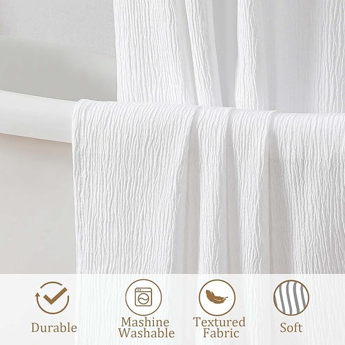 Aiyufeng 3D Textured White Small Shower Curtain for Bathroom, Fabric Shower Curtain Heavy Duty Cloth, Stall Size Narrow Bathroom Curtains, Machine Washable, 36x72 Inches