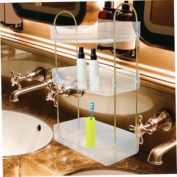 Hemobllo Bathroom Countertop Organizer Transparent Storage Rack for Cosmetics Multi Washroom Desktop Organizer Easy to Use Bathroom Shelf for Efficient Space Management