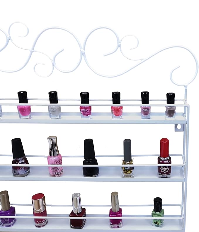 FixtureDisplays® White Metal Nail Polish Mountable 5 Tier Organizer Display Rack Essential Oil Rack 16034-WHITE