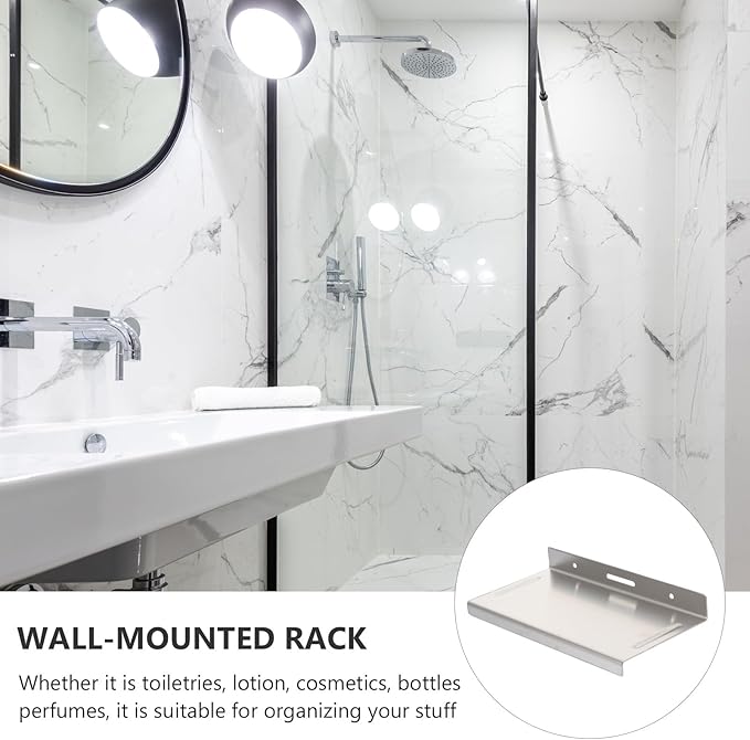 Mobestech Stainless-Steel Storage Rack Wall-Mounted Bathroom Organizer 1.2Mm Brushed Sundries Holder Toilet Paper and Shampoo Shelf for Bathroom Storage