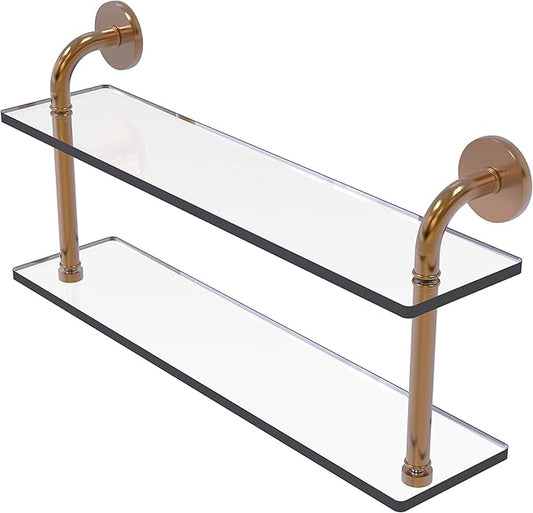 Allied Brass RM-2-22 Remi Collection 22 Inch Two Tiered Glass Shelf, Brushed Bronze