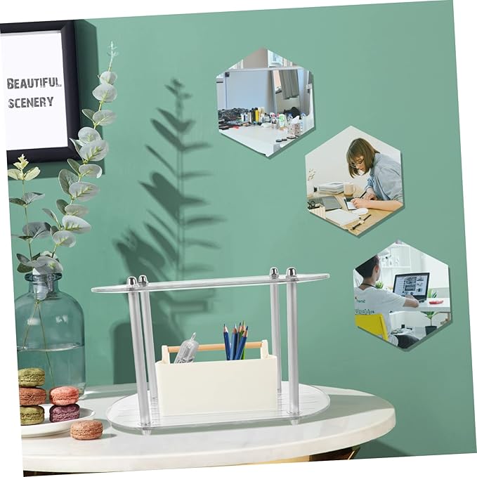 Happyyami Desktop Multi Function Organizer Shelf Bathroom Storage Rack for Cosmetics and Accessories Transparent Display Stand for Countertop Organization