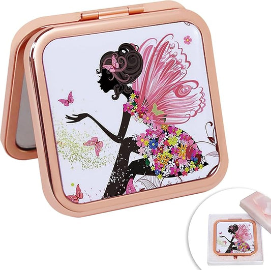 Pocket Mirror for Women Small Travel Mirror Magnifying Purse Mirror Compact Unique Gift Rose Gold