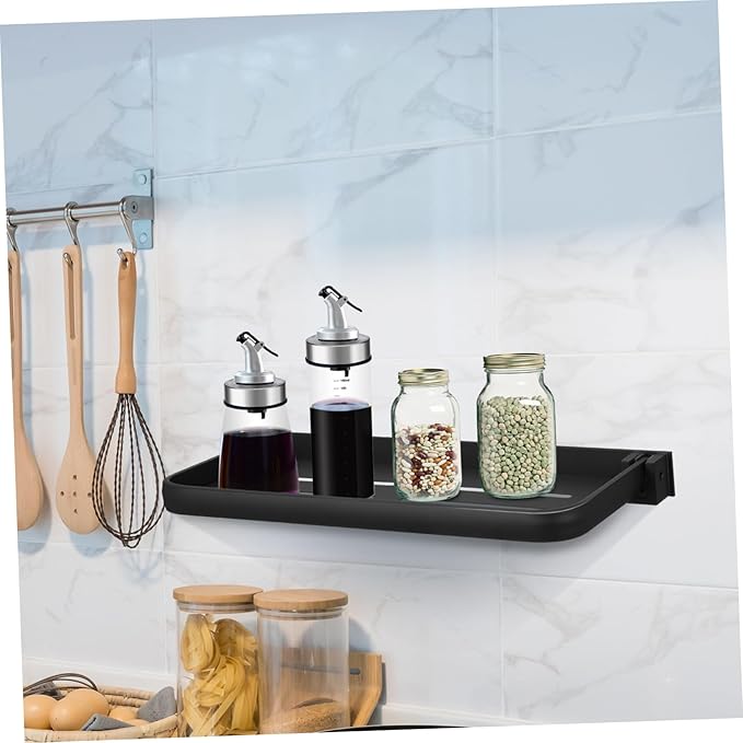 Homoyoyo Metal Wall Shelf Folding Storage Shelves Bathroom Kitchen Laundry Room Space-saving Drainage Holes Sturdy Constructi