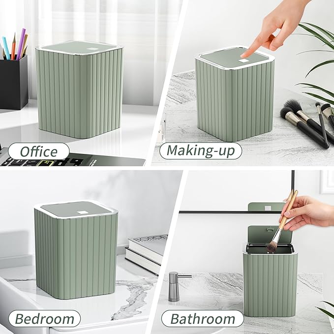 Bathroom Accessory Set - Bathroom Sets with Shower Curtain and Rugs, Sage Green Bathroom Set, 27PC Bathroom Accessories Set, Mini Trash Can, Toilet Brush, Trash Can & Soap Dispenser