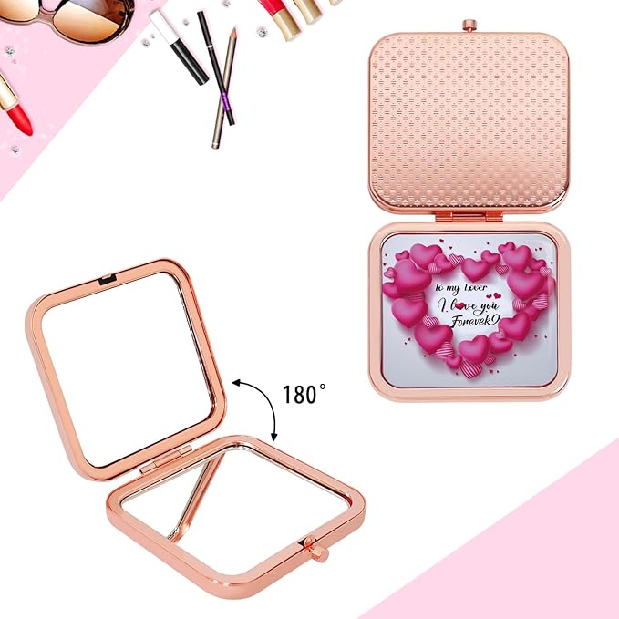 Compact Magnifying Makeup Mirror for Travel, Small Pocket Mirror-Handheld, Foldable & Portable 2-Sided with 2X Magnifying and 1X Mirror for Purses - Square 2.8 x 2.8 inch