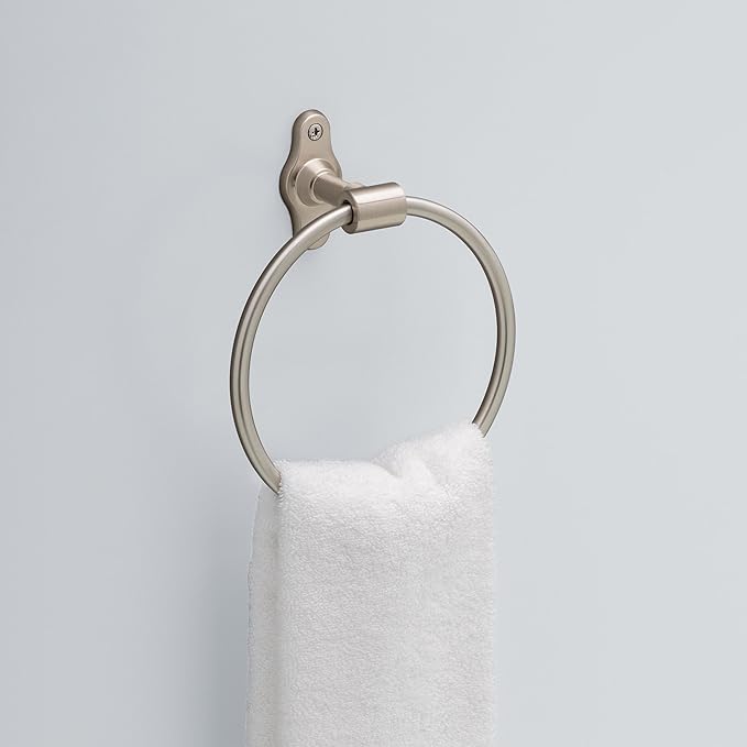 Franklin Brass Calloway (1-Pack) Hand Towel Holder Satin Nickel Towel Racks for Bathroom Wall Round Towel Ring Holder for Bath Towel Hanger for Kitchen, Bathroom Accessories CLWY46-SN