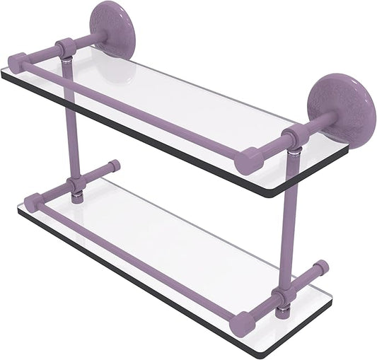 Allied Brass MC-2/16-GAL-LVN Monte Carlo 16 Inch Double Glass Shelf with Gallery Rail, Lavender