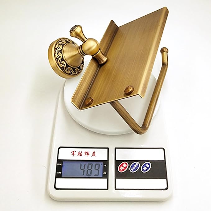 Wall Mounted Bathroom Toilet Paper Holder with Storage,Roll Tissue Holder Antique Brass Pattern Carving,Brushed Bronze