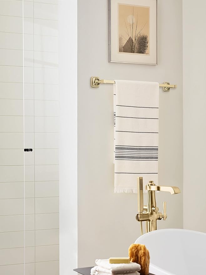 Amerock BH36094BBZ | Golden Champagne Towel Bar | 24 in (610 mm) Towel Rack | Stature | Bathroom Towel Holder | Bathroom Hardware | Bath Accessories