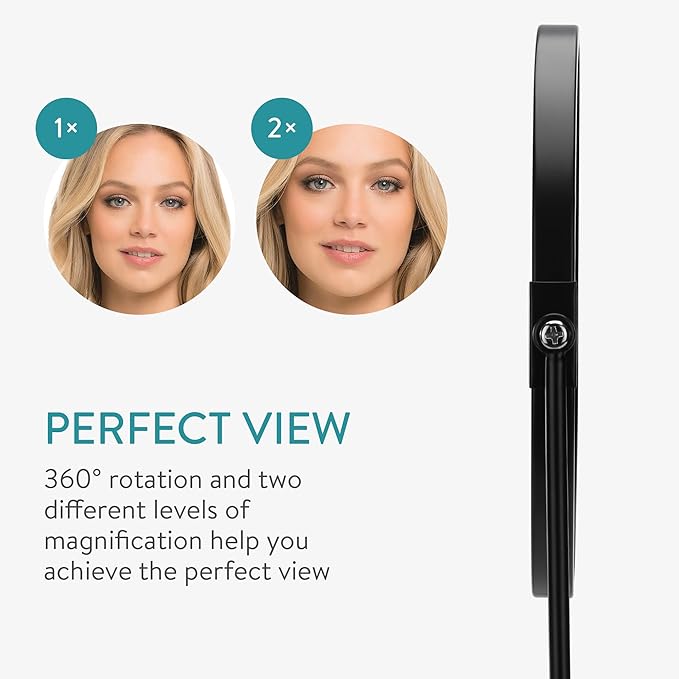 Navaris Cosmetic Mirror For Table Top - Desktop Mirror For Makeup And Grooming - Double Sided With 2x Magnification Mirror, 7.6" x 7.1" x 2.4"