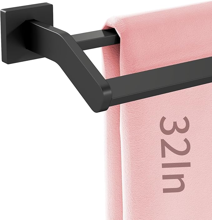 Double Towel Bar, Towel Racks for Bathroom, 32 Inch Heavy Duty Stainless Steel Bathroom Towel Holder Rod Wall Mounted, Bath Towel Rack, Matte Black