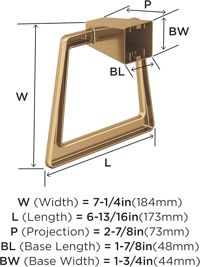 Amerock BH36002CZ | Champagne Bronze Towel Ring | 6-13/16 in (173 mm) Length Towel Holder | Blackrock | Hand Towel Holder for Bathroom Wall | Small Kitchen Towel Holder | Bath Accessories