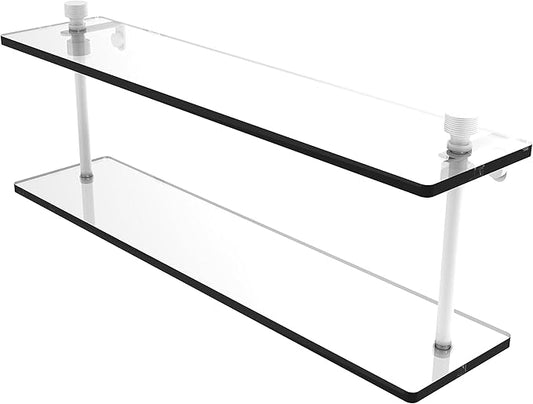 Allied Brass FT-2/22 Foxtrot Collection 22 Inch Two Tiered Glass Shelf, Matte White