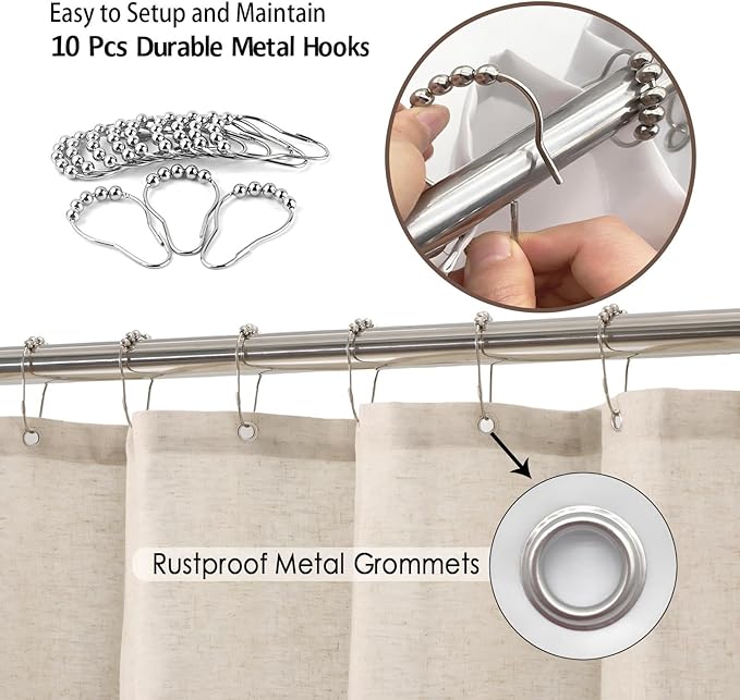 Baccessor Linen Shower Curtain 60 W X 72 L Inch Tropical Green Leaf Shower Curtains Botanical Banana Monstera Leaf Palm Tree Water Repellent Heavy Duty Small Shower Curtain for Bathtubs Hotel