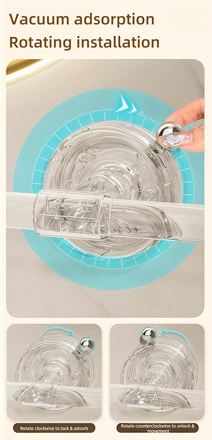 Set of Transparent Suction Cup Washcloth Bar & Suction Cup Hanger Hook Removable Reusable Suction Cup Rack for Shower Bathroom Kitchen (Transparent)