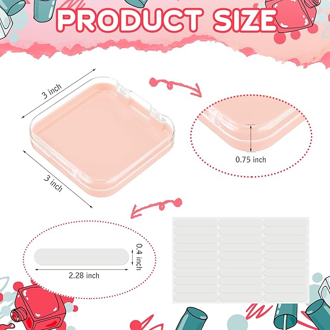 AceOrbit 48 Pcs Press on Nail Boxes with 180 Pcs Adhesive Double Sided Tape Acrylic Press on Nail Packaging Cases in 4 Colors Transparent Storage Case Organizer for Display Art Salon Supplies