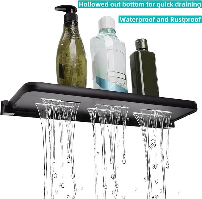 DEAYOU 2 Pack Folding Wall Shelf for Bathroom, 90° Fold Up Floating Shelf, Wall Mounted Drop Down Metal Shelves for RV, Campers, Laundry Room, Toilet Room, Kitchen, Waterproof, Space Saving, 15.7"