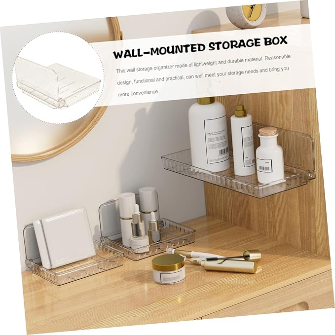 PRETYZOOM 3pcs Wall Mount Organizer Cosmetic Storage Shelf Easy to Install Floating Shelves for Bathroom Kitchen and Bedroom Use Plastic Design No Tools Required